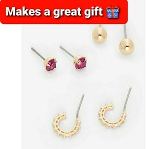 Express July Birthstone Earrings set of 3 Ruby red